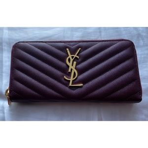 YSL SAINT LAURENT CASSANDRE MATELASSÉ ZIP AROUND WALLET